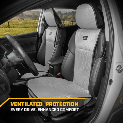 Caterpillar AeroMesh Car Seat Covers, Breathable Full Coverage Universal Front Seat Protectors Mesh Seat Cushions for Car, Fits Most Vehicles (2PC)