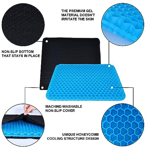 Yimiyaa Gel Seat Cushion, Double Thick Egg Gel Cushion for Pressure Pain Relief, Breathable Wheelchair Cushion Chair Pads for Car Seat Office Chair Blue - color: Blue