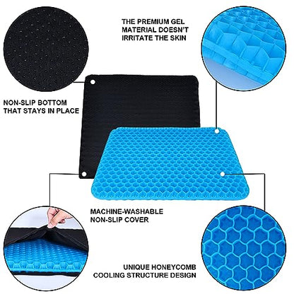 Yimiyaa Gel Seat Cushion, Double Thick Egg Gel Cushion for Pressure Pain Relief, Breathable Wheelchair Cushion Chair Pads for Car Seat Office Chair Blue - color: Blue
