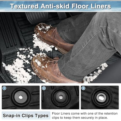 Mixsuper Floor Mats for Hyundai Kona 2024 2025 2026 SE | SEL | N LINE | Limited (Not for Kona Electric) All Weather Floor Liners Durable 1st and 2nd Row Set Black