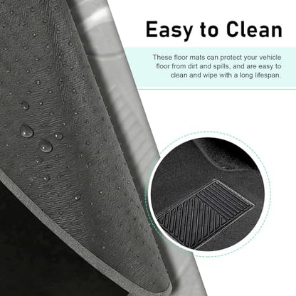 4 PCS Car Carpet Floor Mats, PVC Anti-slip Base Carpet fot Front & Rear, Breathable Flame-retardant Floor Liner for All-weather, Interior Accessory for Cars SUVs Trucks (Black)