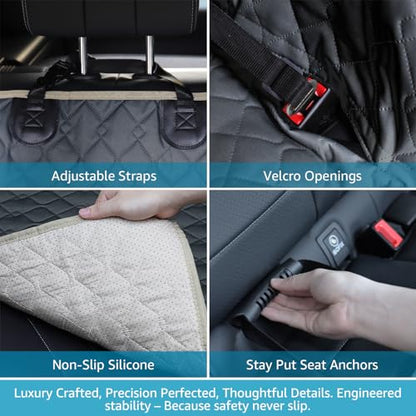 Lassie XL Truck Dog Seat Cover Back Seat with 2 Seat Belts, Dog Car Hammock for Large SUV and Trucks Compatible with F150 F250/Chevrolet Silverado/Ram Pickup/GMC Sierra/Toyota Tundra and Crew Cab - color: Black, size: Truck