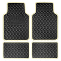 FH Group Floor Mats - Faux Leather Floor Mats for Cars, Universal Fit Automotive Floor Mats, All Purpose Car Floor Mats, PU Leather Protector Mat for Most Sedan, SUV, Truck Floor Mats Beige