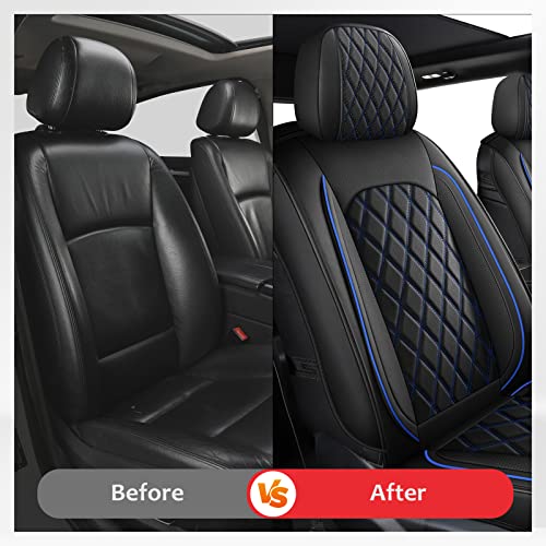 2PCS Front Seat Covers,Waterproof Car Seat Cover Blue Vehicle Cushion Cover Breathable Fit for Most Sedan, Truck and SUV (Black and Blue,2PCS) - color: Black Blue, size: 2PCS Front