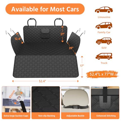 Simple Trending SUV Cargo Liner for Dogs, Waterproof Dog Car Seat Cover Mat for SUVs Sedans Vans, Universal Fit Pet Trunk Cover with Non-Slip Bumper Flap Protector, Black