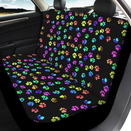 Howilath Cute Colourful Dog Paw Print 4 Packs Auto Seats Protector Elastic Anti-Slip Car Front & Rear Car Seat Covers Interior Accessories All Weather Universal - color: Cute Colourful Dog Paw Print