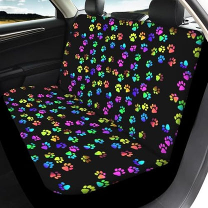 Howilath Cute Colourful Dog Paw Print 4 Packs Auto Seats Protector Elastic Anti-Slip Car Front & Rear Car Seat Covers Interior Accessories All Weather Universal - color: Cute Colourful Dog Paw Print
