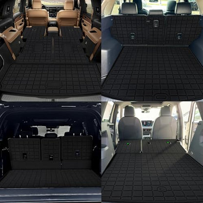Large Cargo Liners for Mazda CX90 CX-90 2024 2025 2026 (Only Suitable for 7&8 Seats) (Not Suitable for 6 Seats), TPE All Weather Protection with Trunk Mat Covering the Backrest - size: 2024 2025 CX90 Cargo Mats