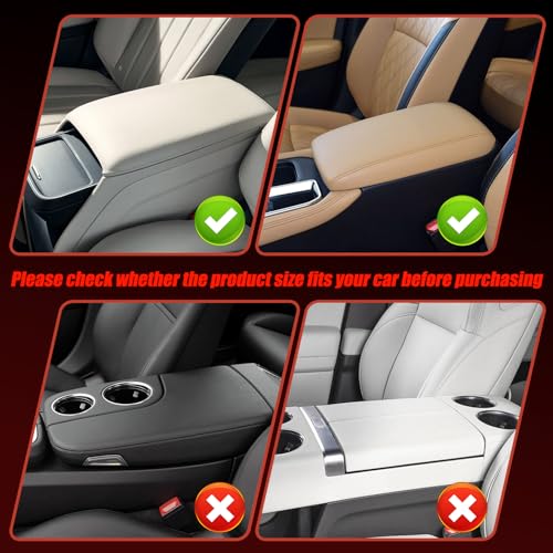 Car Center Console Cover with Side Storage Pockets, Patchwork Leather Armrest Pad with Carbon Fiber Texture, Non-Slip Auto Armrest Cushion Protector for Most Cars, Vehicles, SUVs (Blue)
