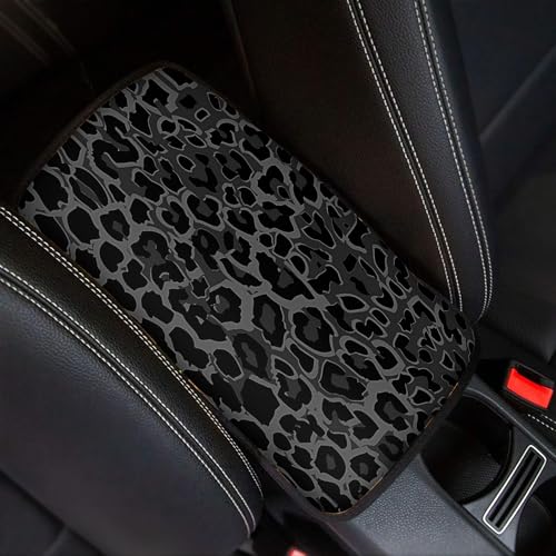 UNICEU Auto Center Console Armrest Pad Seat Box Cover Universal Fit Car Armrest Cover Cushion Mat for Vehicle, SUV, Truck Car Accessories,Black Gray Leopard - color: Black Leopard