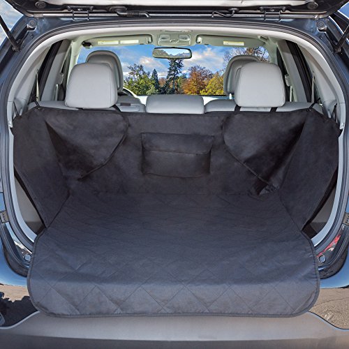 PETMAKER Cargo Liner Dog Seat Cover- Quilted Waterproof All Weather Non-Slip Pet Travel Mat with Side Coverage and Bumper Flap Protector for SUVs, Black - style: High Walled Trunk