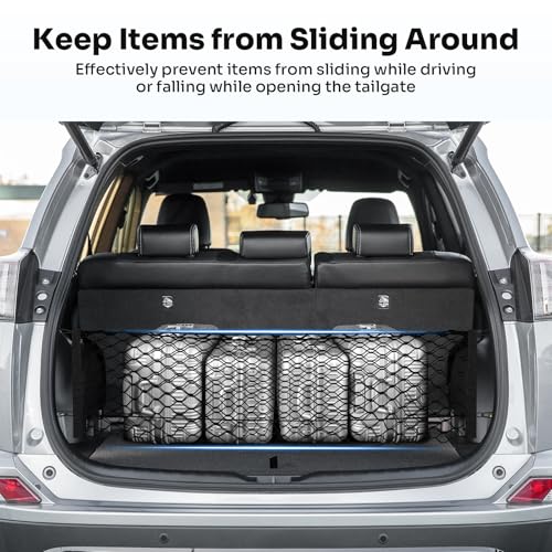 Canvcle Trunk Cargo Net for 2013-2018 Toyota RAV4 Accessories Envelope Style Mesh Trunk Net Organizer and Storage Stretchable Adjustable Elastic Nylon Rear Cargo Netting with Hooks - style: for Toyota RAV4