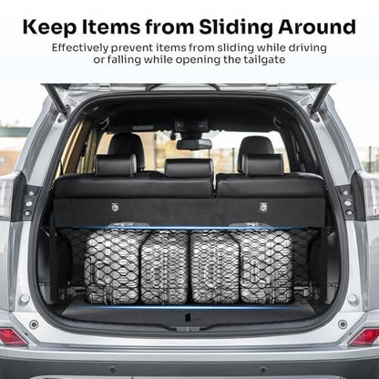 Canvcle Trunk Cargo Net for 2013-2018 Toyota RAV4 Accessories Envelope Style Mesh Trunk Net Organizer and Storage Stretchable Adjustable Elastic Nylon Rear Cargo Netting with Hooks - style: for Toyota RAV4