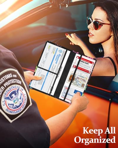 Slohif Car Registration and Insurance Card Holder with Magnetic Shut - Vehicle Glove Box Organizer Women Leather Automobile License Holders Coasters Auto Accessories Case for Document Paw Print - color: Paw Prints