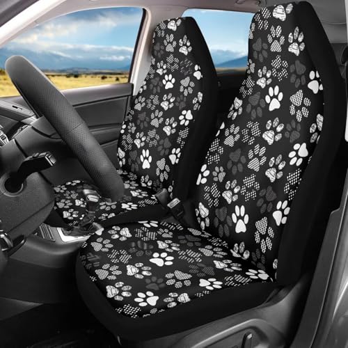 Dreaweet White Dog Paw Car Seat Covers Front Seats Women Cute Car Accessories for Girly Universal Car Seat Cover Soft Front Seat Covers for Cars SUV Trucks Van - color: White Dog Paw