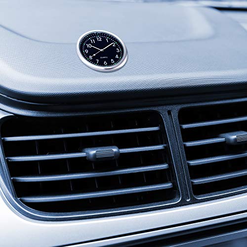 2 Pieces Stick on Dashboard Car Clock Mini Tiny Small Luminous Disposable Car Vent Clocks Watch for Dashboard Boat Bike Home(Black, Blue) - color: Black, Blue