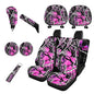 FKELYI Purple Camo Car Seat Covers Full Set with Hand Wristlet Keychain Holder,Camouflage Cup Coasters,Auto Gear Shift Cover,Handbrake Cover,Headrest Covers,Universal Fit Most Vehicle SUV Truck Van