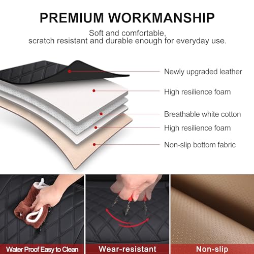 BEITK 1 Pack Leather Front Car Seat Cover Bottom Car Seat, Anti-Slip and Full Wrap Driver Car Seat Protectors, Luxury Waterproof Bottom Auto Seat Cushion Pad Mat for Most Vehicles(Black) - color: black-1pcs