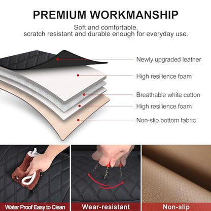 BEITK 1 Pack Leather Front Car Seat Cover Bottom Car Seat, Anti-Slip and Full Wrap Driver Car Seat Protectors, Luxury Waterproof Bottom Auto Seat Cushion Pad Mat for Most Vehicles(Black) - color: black-1pcs
