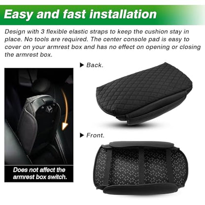Shademax Center Console Cover Toyota RAV4 2019-2024 2025 Armrest Cover Cushion Pad for Toyota RAV4 Accessories PU Leather Armrest Seat Box Protector with Pockets Storage Bag