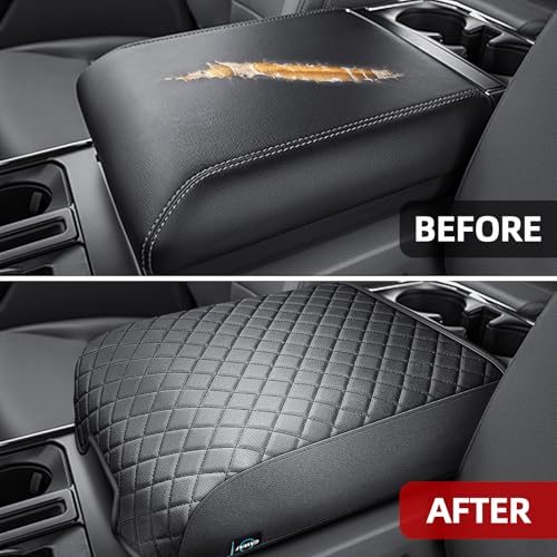 Center Console Cover Compatible with 2021 2022 2023 2024 2025 2026 Ford F150, Customized Leather Armrest Box Protective Cover, Armrest Lid Protector Pad for Car (Bucket Seat Only) - size: Bucket Seat Console 2021-2026 F150