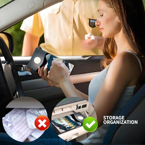 Leather Car Registration and Insurance Card Holder, Cute Car Accessories Vehicle Glove Box Car Organizer for Documents, Cards, License Beautiful Night Forest Mountain - color: Beautiful Night Forest Mountain