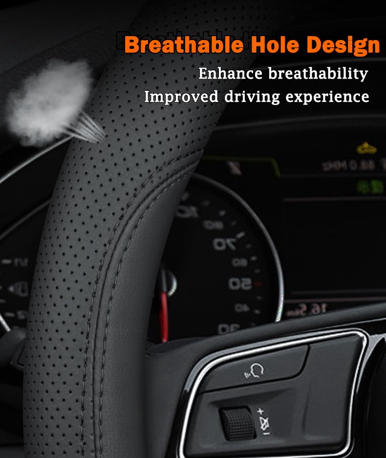 Steering Wheel Cover for Lexus RX350 RX NX200T NX 350 NX300 NX350 ES ES350 IS250 IS350 IS300 RX450h IS460 300 LX LS UX F Sport Car Accessories, 2026 Black Leather 14.5-15 inch