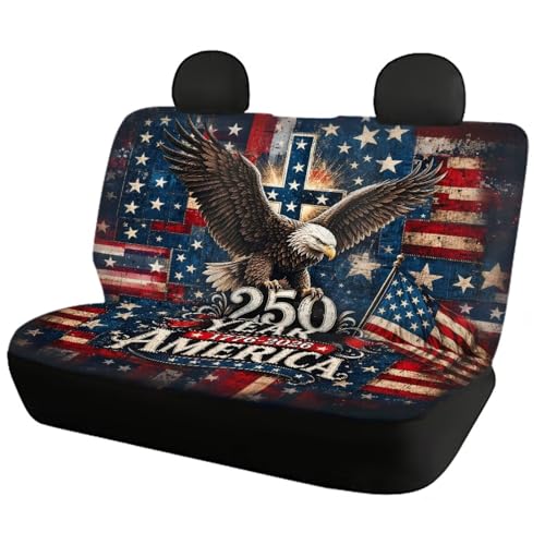 Howilath 250Th Anniversary Patriotic Car Seat Covers 4-Piece Front & Rear Seat Cushion Protectors Anti-Slip Breathable Easy to Install for SUV Sedan Truck - color: 250Th Anniversary Patriotic