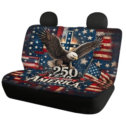 Howilath 250Th Anniversary Patriotic Car Seat Covers 4-Piece Front & Rear Seat Cushion Protectors Anti-Slip Breathable Easy to Install for SUV Sedan Truck - color: 250Th Anniversary Patriotic