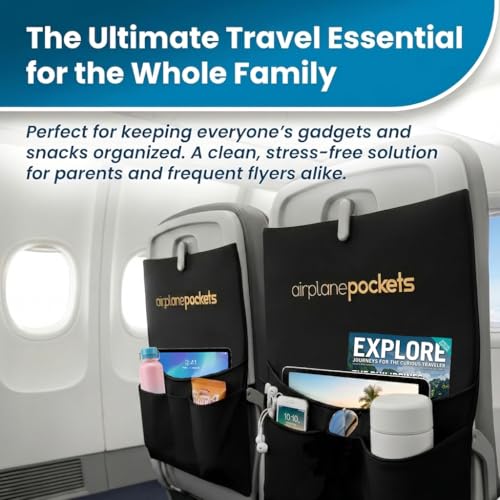 Airplane Accessories - Plane Travel Essentials - Travel Organizer - Seat Storage Organizer - Air Travel Essentials - Seatback Organizer - International Travel Accessories Must Haves