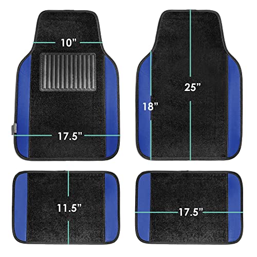 FH Group Automotive Floor Mats – Universal Fit Premium Carpet Car Mats with Driver Heel Pad, Full Set for Cars, SUVs & Trucks - Blue - color: Blue