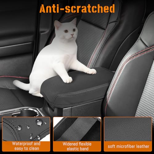 Center Console Cover fit for Toyota Tacoma 2016 2017 2018 2019 2020 2021 2022 2023,Soft Microfiber Leather Middle Console Armrest Cover,Arm Rest Box Lid Cushion Protector,Easy Clean,Black - color: Smooth Plain - Black