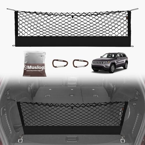 Truck Bed Cargo Net Trunk Netting Compatible with 2015-2021 Jeep Grand Cherokee (WK2 ONLY) Accessories, Pickup Cargo Organizer SUV Sedan Storage Net w/Heavy Duty Carabiners - style: 2015-2021 Grand Cherokee (WK2)