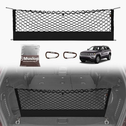 Truck Bed Cargo Net Trunk Netting Compatible with 2015-2021 Jeep Grand Cherokee (WK2 ONLY) Accessories, Pickup Cargo Organizer SUV Sedan Storage Net w/Heavy Duty Carabiners - style: 2015-2021 Grand Cherokee (WK2)