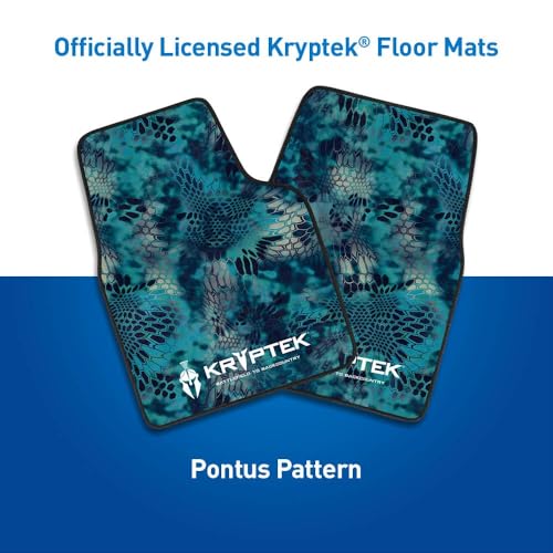 Coverking Universal Car Floor Mats Set of 2 (Front Driver and Passenger) Kryptek Pontus Camo - All-Weather Protection for Mud, Dirt, Rain, Spills, Non-Slip Backing, Fits Cars Trucks SUVs Jeeps - style: Kryptek Pontus