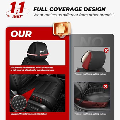 TTX LIGHTING Custom Fit Seat Covers for Honda CRV 2023 2024 2025 2026 All Models Faux Leather Full Set Black - size: 7.CR-V 2023-2026 5 Seat Full Set