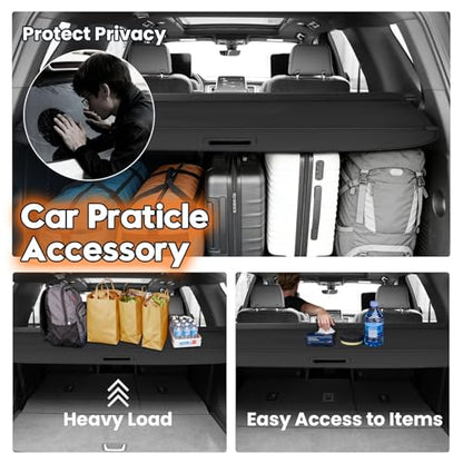 Powerty Retractable Cargo Cover for 2021-2023 Chevy Tahoe/Suburban/Cadillac Escalade ESV Luxury 3.0L/Cadillac Escalade ESV Luxury 6.2L/GMC Yukon/Yukon XL Accessories, Canvas Texture Rear Trunk Cover - size: 2021-2023 | Chevy Tahoe