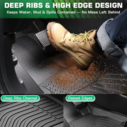 Floor Mats & Cargo Liner for Hyundai Elantra 2017-2020 (Not for Elantra GT), All Weather TPE Custom Fit Floor Liner for Hyundai Elantra Anti-Slip Front & 2nd Row & Trunk Mat