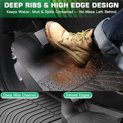 Floor Mats & Cargo Liner for Hyundai Elantra 2017-2020 (Not for Elantra GT), All Weather TPE Custom Fit Floor Liner for Hyundai Elantra Anti-Slip Front & 2nd Row & Trunk Mat