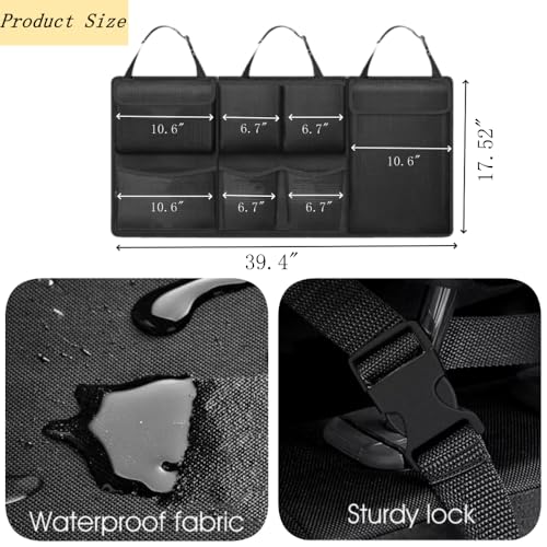 Car Trunk Organizer, Detachable Car Backseat Hanging Organizer with 7 Large Storage Pockets, Collapsible Back Seat Organizer Car Interior Accessories for SUV, Van, Jeep