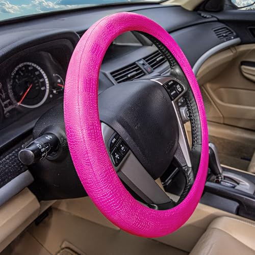 FH Group Universal Fit Silicone Snake Pattern with Massaging Grip Steering Wheel Cover fits most Cars, SUVs, Trucks, and Vans Hot Pink - color: Hot Pink