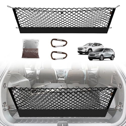 Truck Bed Cargo Net Trunk Netting Compatible with 2018-2024 Chevy Equinox | GMC Terrain Accessories, Pickup Cargo Organizer SUV Sedan Storage Net w/Heavy Duty Carabiners - style: 2018-2024 Equinox & Terrain