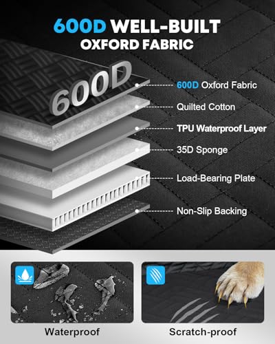 Kohree Dog Car Seat Cover for Small Dogs, Hard Bottom Dog Car Rear Seat Cover with Pipe Waterproof 600D, Pet Hammock Extender for Cars SUV Truck-S - size: S: Single Seat