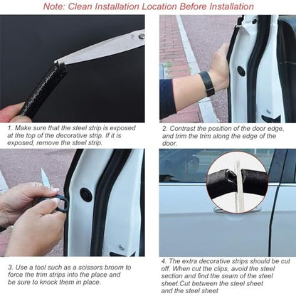 Universal Car Door Guards 66Ft(20M), Rubber U Shape Edge Trim Protection Strip, Black No-Glue Design Fits Most Vehicles - size: 66FT