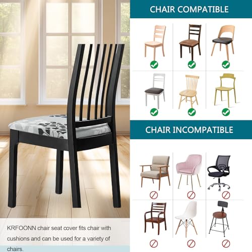 KRFOONN Waterproof Seat Covers for Dining Room Chairs Set of 4 with Bench Cover Washable Dining Chair Covers Removable Kitchen Chair Cushion Slipcovers Protector, A14 - color: Color A14