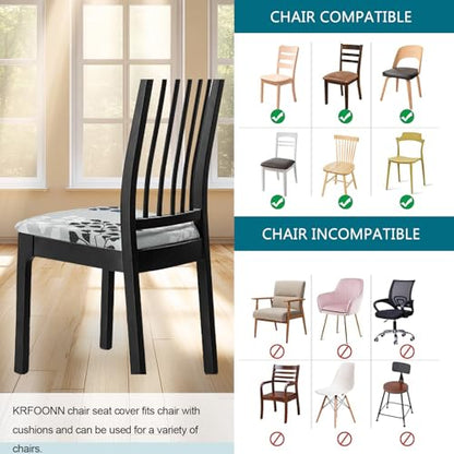 KRFOONN Waterproof Seat Covers for Dining Room Chairs Set of 4 with Bench Cover Washable Dining Chair Covers Removable Kitchen Chair Cushion Slipcovers Protector, A14 - color: Color A14