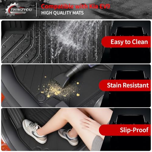 Floor Mats Compatible with 2024 2025 2026 Kia EV9 6&7 Seats Cargo Liner Cargo Mat Trunk Mat Trunk Liner Back Seat Cover Protector EV9 Accessories (Floor Mats+Trunk Mat with Backrest Mat) - style: For Kia EV9 | 2024-2026