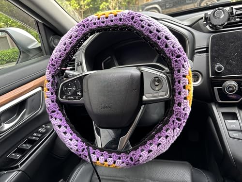 Handmade Crochet Sun Moon Car Steering Wheel Covers Universal 14-15 inch,Cute Steering Wheel Cover,Car Accessories (B:Wheel Covers) - color: B:Wheel Covers
