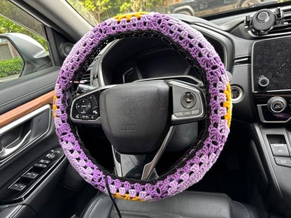 Handmade Crochet Sun Moon Car Steering Wheel Covers Universal 14-15 inch,Cute Steering Wheel Cover,Car Accessories (B:Wheel Covers) - color: B:Wheel Covers