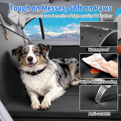 Back Seat Extender,Dog Car Seat Cover with Hard Bottom,Waterproof Dog Hammock for Car Pet Backseat Protector,Anti Scratch, Easy to Clean Holds 400lbs (Hammock with Bed Mat) - size: Cover with Mat